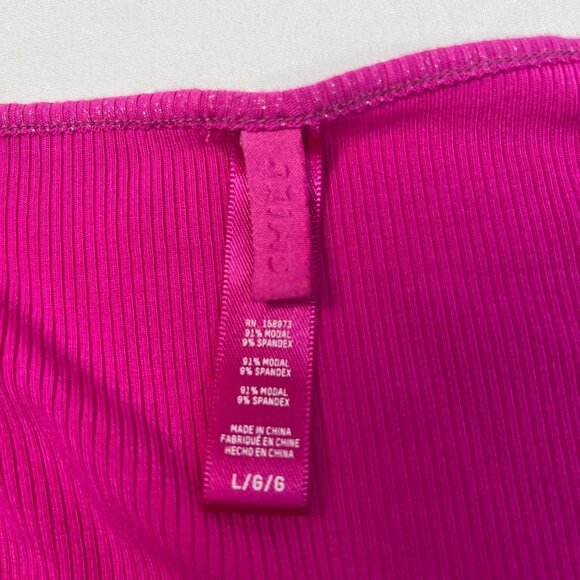 SKIMS Soft Lounge Long Sleeve Ribbed Bodycon Metallic Fuchsia Party Dress Large - Picture 5 of 11